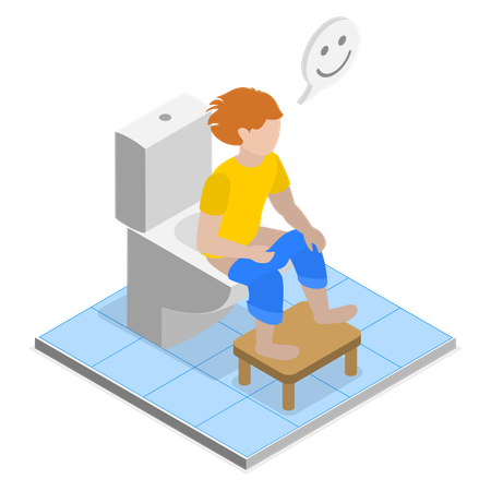 Kid Training To Use Toilet  Illustration