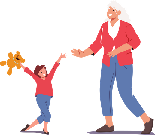 Kid Visit Granny  Illustration