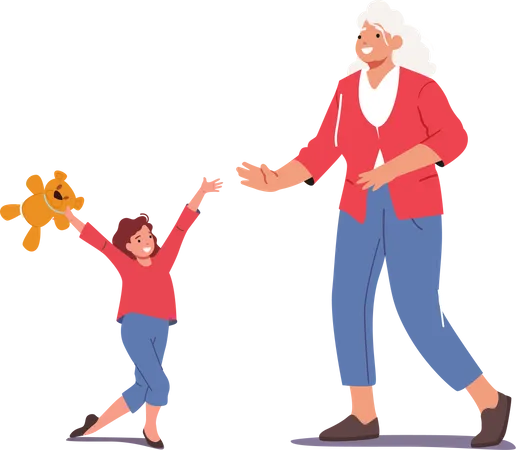 Kid Visit Granny  Illustration