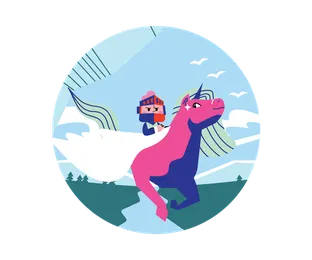 Kid Warrior flying on Unicorn