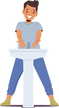 Kid Washing Hands  Illustration