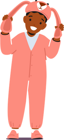 Kid Wear Pink Rabbit Suit  Illustration
