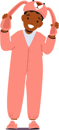 Kid Wear Pink Rabbit Suit  Illustration