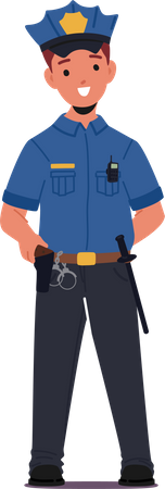 Kid Wear Police Costume Illustration