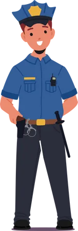 Kid Wear Police Costume  Illustration
