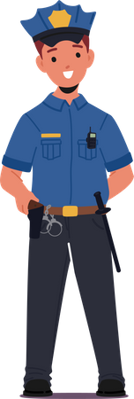 Kid Wear Police Costume  Illustration