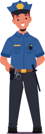 Kid Wear Police Costume  Illustration