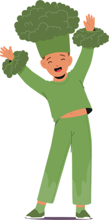 Kid wearing Broccoli Costume  Illustration