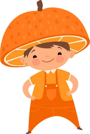 Kid wearing fruit costumes Illustration