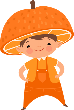 Kid wearing fruit costumes  Illustration