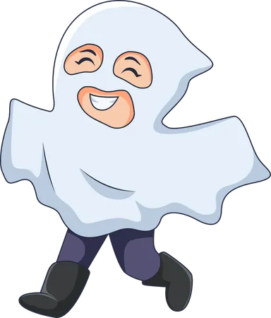 Kid wearing ghost costume  イラスト