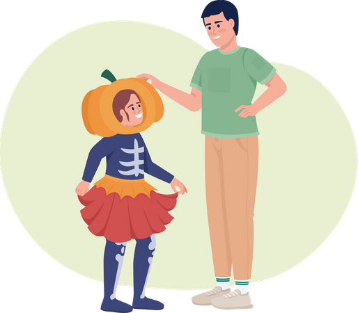 Kid wearing halloween costume with dad  Illustration