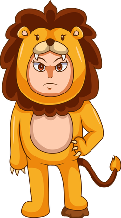 Kid wearing lion costume  Illustration
