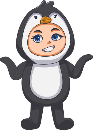 Kid wearing penguin costume  Illustration