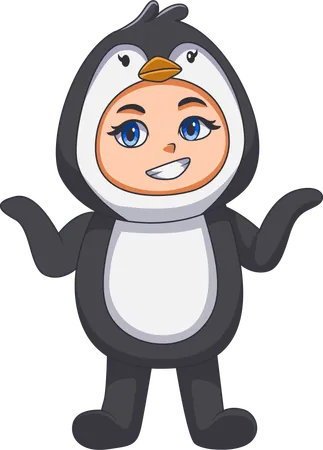 Kid wearing penguin costume  Illustration