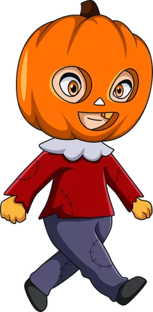 Kid wearing pumpkin costume  Illustration