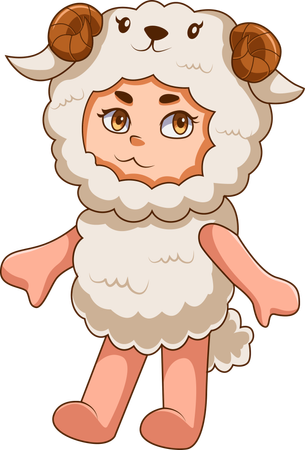 Kid wearing sheep costume  Illustration