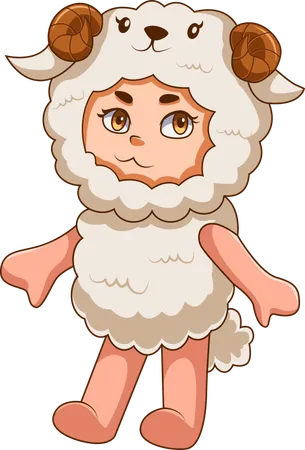 Kid wearing sheep costume  Illustration