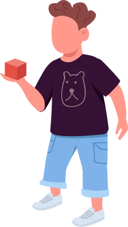 Kid with cube toy Illustration