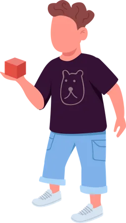 Kid with cube toy  Illustration