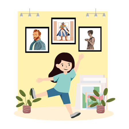 Kid With Famous Art Fascination  Illustration
