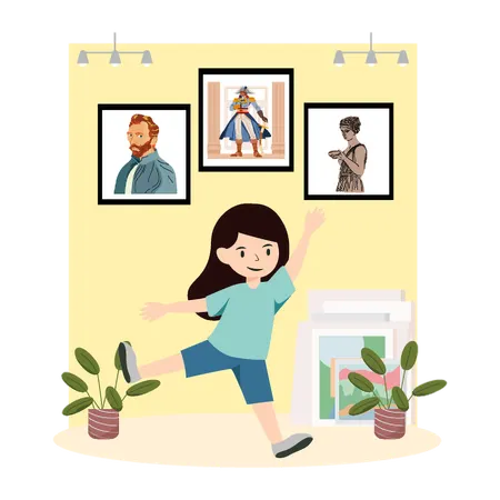 Kid With Famous Art Fascination  Illustration