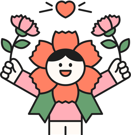 Kid with flower Mask  Illustration