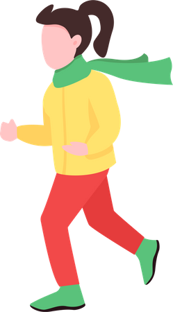 Kid with ponytail running Illustration