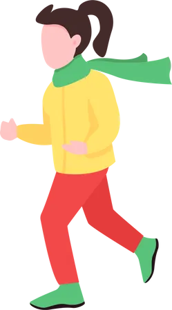 Kid with ponytail running Illustration
