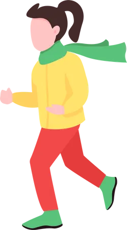 Kid with ponytail running  Illustration