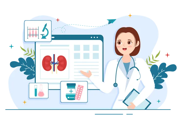 Kidney Doctor explaining different disease  Illustration