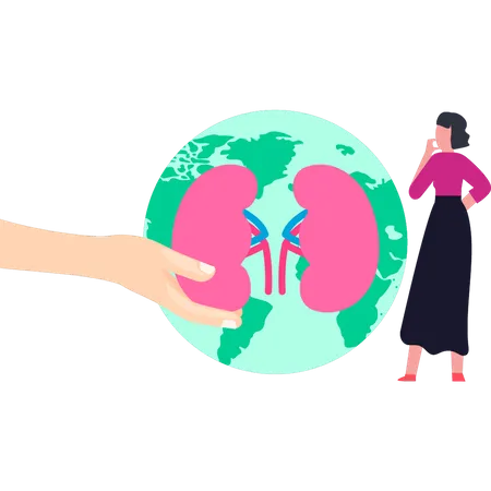 A Girl Is Looking At A Kidney Donation Illustration
