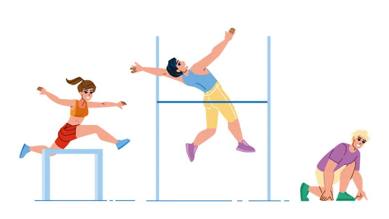 Athletics Sport Vector Runner Training Start Sprinter Workout Fit Man Athlete Fitness Run Track Athletics Sport Character People Flat Cartoon Illustration Illustration