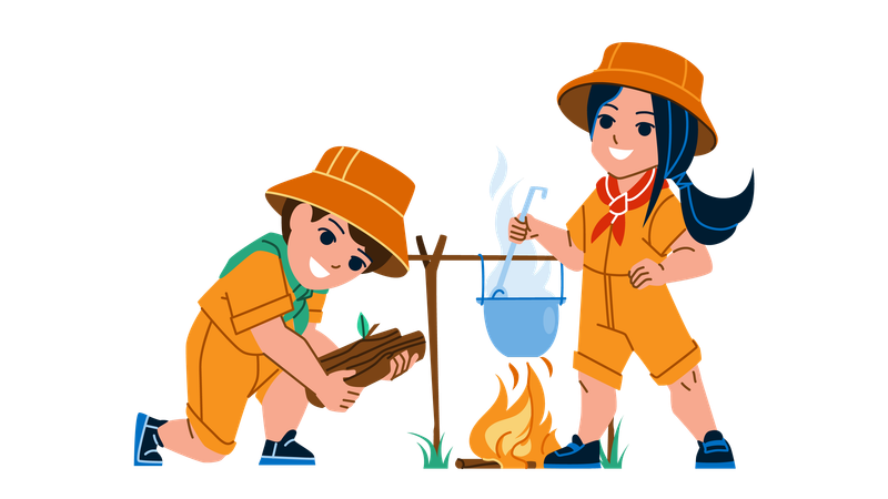Kids are enjoying campfire  Illustration