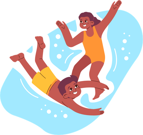 Kids are enjoying in water  Illustration