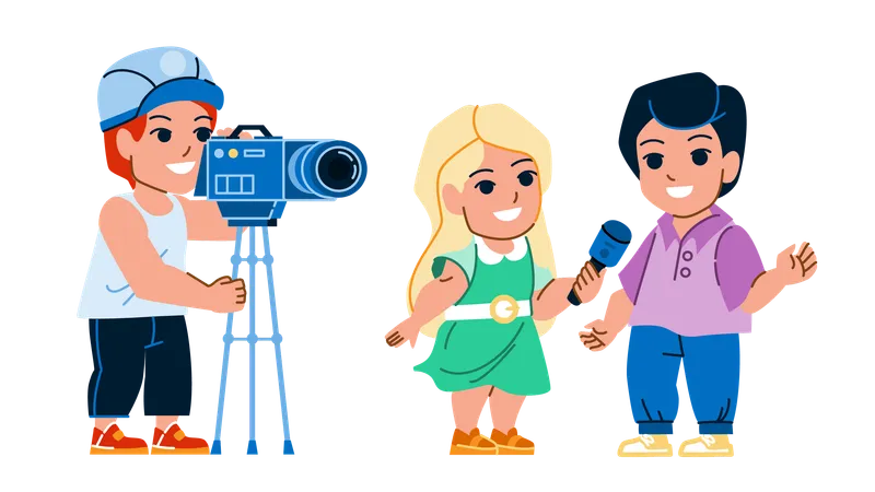 Kids are giving interview  Illustration
