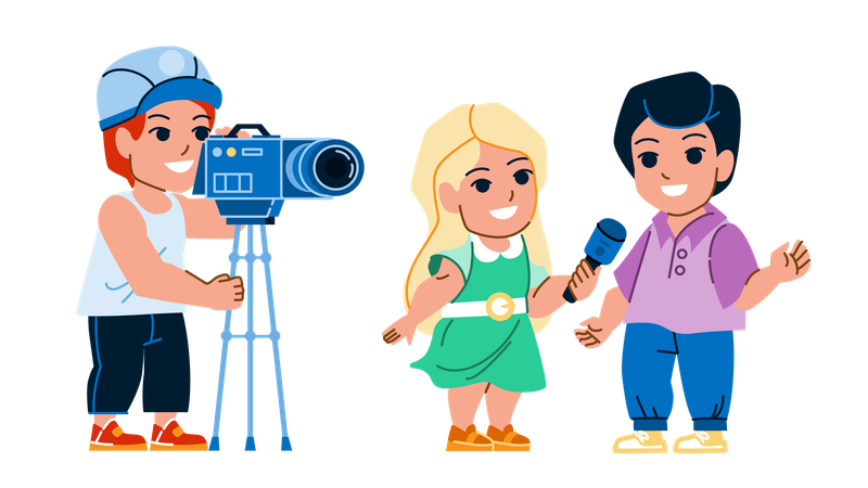 Kids are giving interview  Illustration