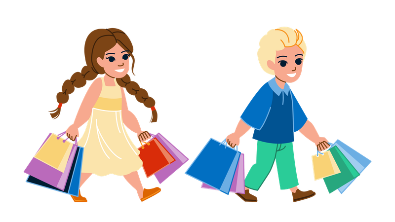 Kids are going on shopping  Illustration