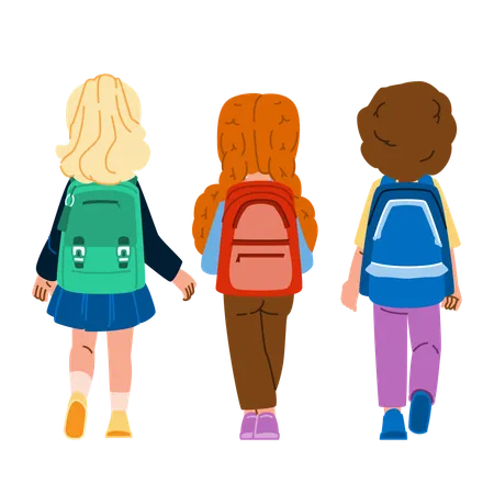 Bag Kid Back Backpack Vector Student Happy Pupil Boy Primary Elementary Bag Kid Back Backpack Character People Flat Cartoon Illustration イラスト