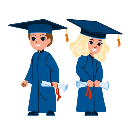 Kids are graduated from college  Illustration