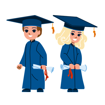 Kids are graduated from college  Illustration