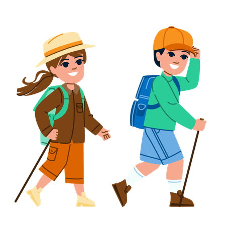 Kids are hiking  Illustration