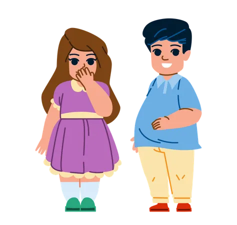 Kid Overweight Vector Child Fat Boy Body Obesity Unhealthy Obese Diet Health Weight Kid Overweight Character People Flat Cartoon Illustration Illustration