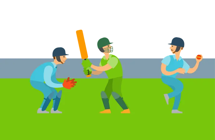 Kids are playing cricket  Illustration