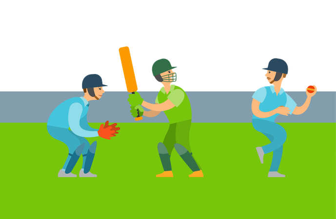 Kids are playing cricket  Illustration