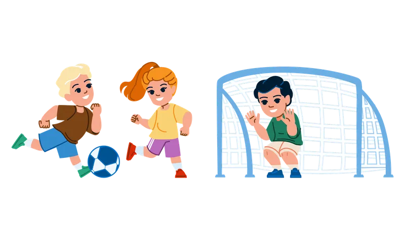 Soccer Kid Vector Football Child Boy Ball Sport Grass Player Game Field Activity Soccer Kid Character People Flat Cartoon Illustration Illustration