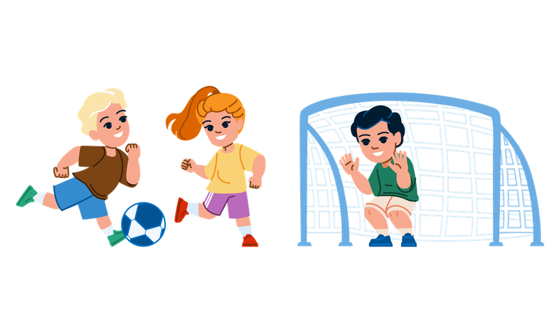 Kids are playing soccer game  Illustration