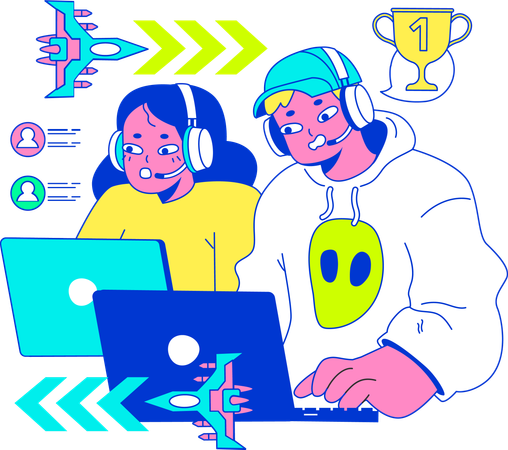 Kids are playing video games  Illustration