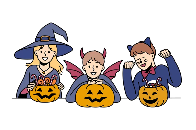 Kids are preparing for Halloween party  Illustration