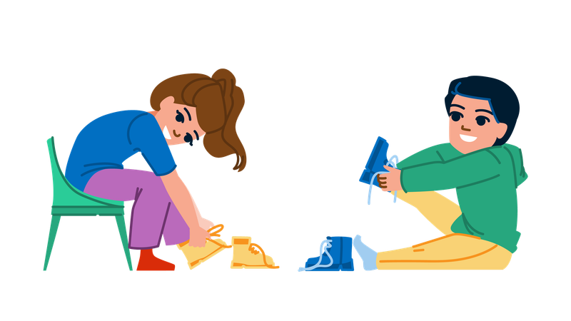 Kids are wearing shoes  Illustration